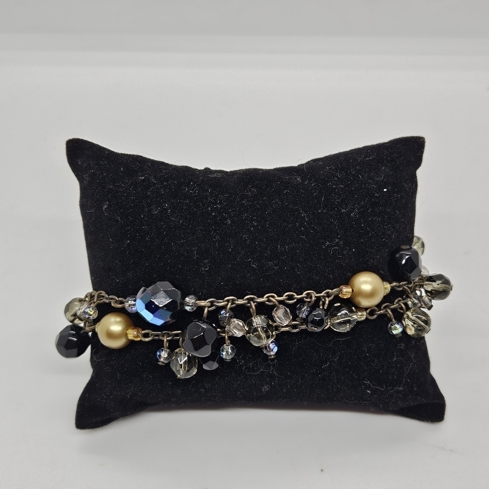 Premier Designs layered gold tone chain beaded bracelet